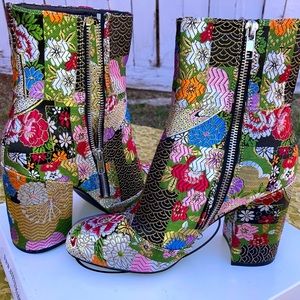 GOLDIE SEQUIN EMBROIDERED BOOTIE IN BRIGHT MULTI